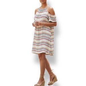4/$20 Lily Rose Cold Shoulder Striped Dress | Size L